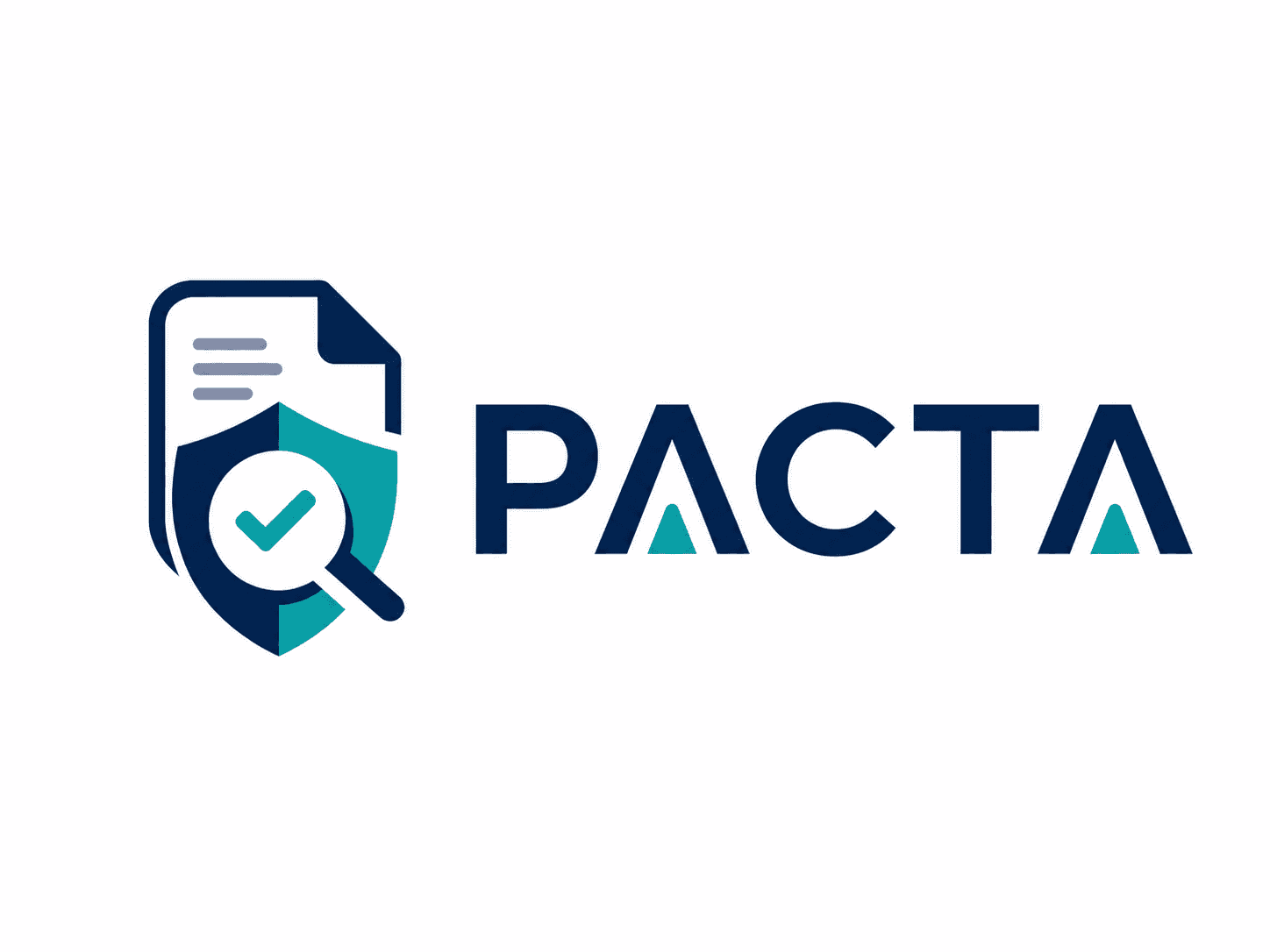 문서와 보호 방패 아이콘, PACTA 이름으로 구성된 AI 계약서 관리 로고